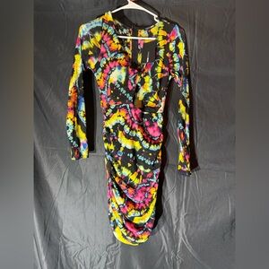 NWT Vibrant fashion nova multicolored dress short with long sleeves size medium